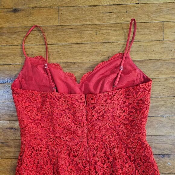 J Crew Guipure Lace Sheath Dress Red Spaghetti Strap 4 - Picture 5 of 10